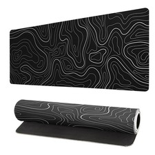Black Topographic 35.4 x 15.7 in Laptop Mouse Pad Desk Mat Gaming Keyboard Mat