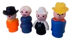 Vintage Fisher Price Little People Lot-4 Cowboy Clown Fireman Farmer & Mom