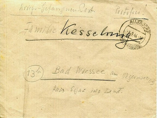 Kriegs Gefangenenpost G. F. Albert Kesselring 1947 aus dem Steinlager Allendorf