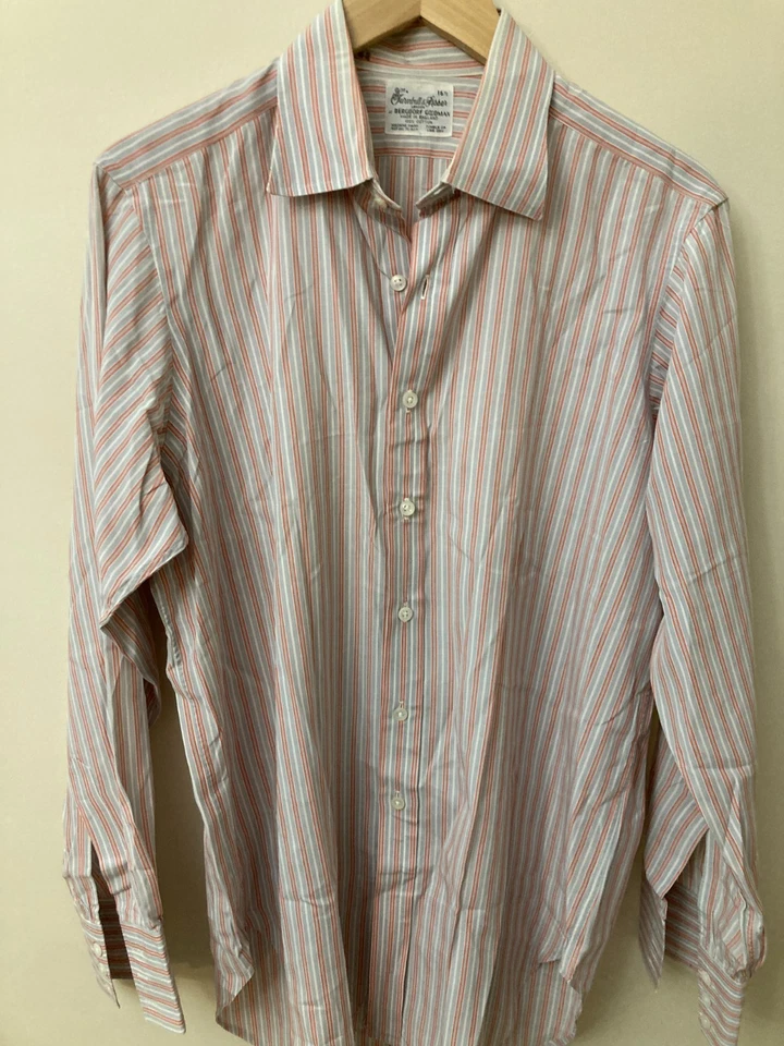 GUC TURNBULL & ASSER Dress Shirt Grey/Orange/White Striped 16.5/42 - Image 2 of 4