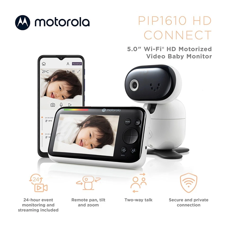 Motorola PIP1610 HD CONNECT 5.0" Wi-Fi Video Motorizado Monitor Bebé Reacondicionado Foto 2 de 4