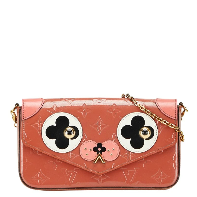 Louis Vuitton Monogram Vernis Pochette Felice Dog Chain Wallet