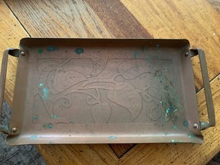 Vintage 1910 15 Arts Arts And Crafts Art Nouveau 10 X 6 Copper Tray