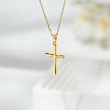 Dainty 18K Gold Plated 925 Sterling Silver Cross Pendant Necklace for Women