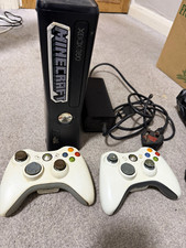 Microsoft Xbox 360 S Black Console Bundle w/ 2 White Controllers, HDMI, PAL