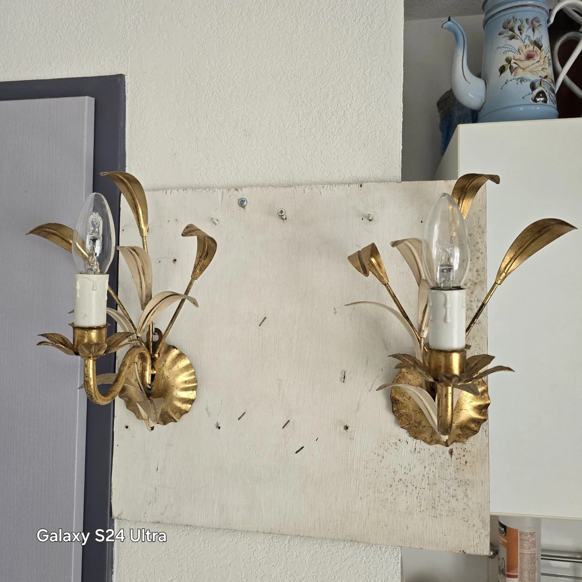 Paire D'appliques Murales Vintage Années 60-70 - Laiton, Design 1970, 40W
