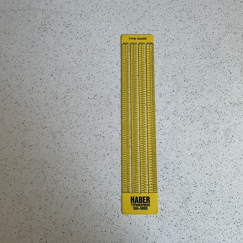 Haberule 12 Inch Vintage Type Gauge Point Size Haber Typographers