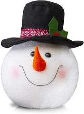 Snowman Head Tree Topper - Xmas Holiday Decor Tree Top Winter Snow Man Topper Or