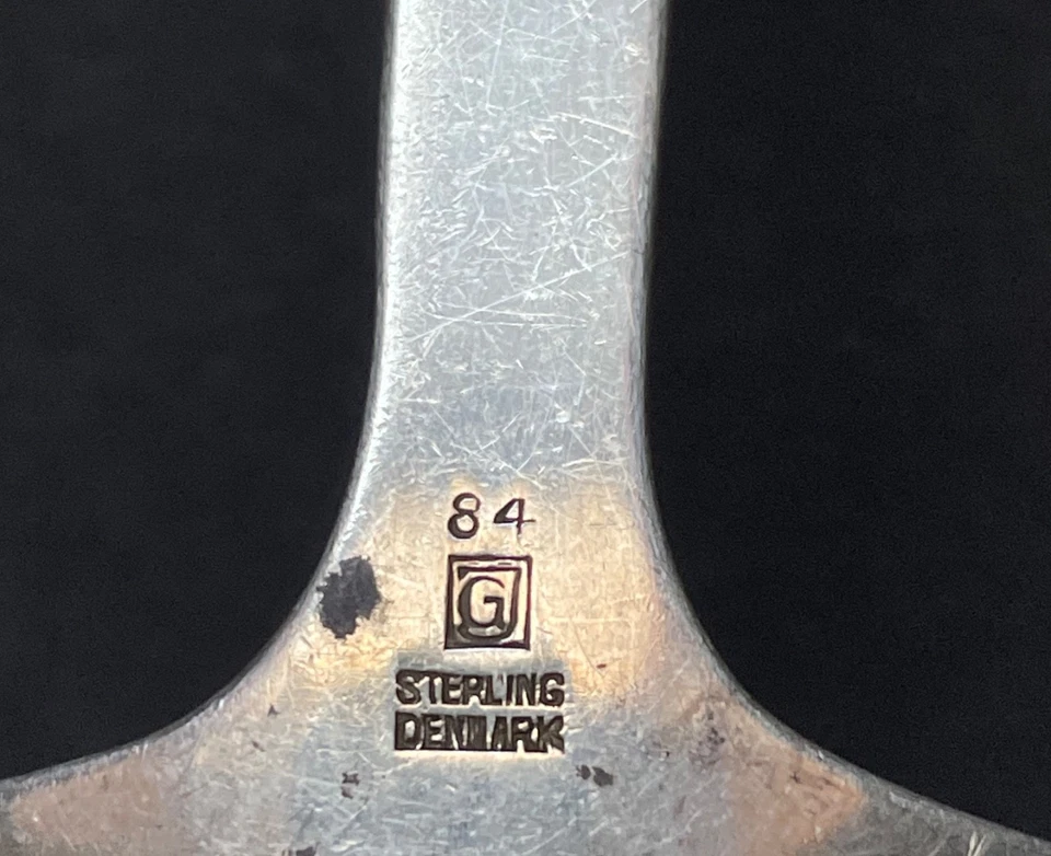 Georg Jensen 纯银 7 英寸酱柄编号 84 Blossom图案70克丹麦 — 第 3/4 张图片