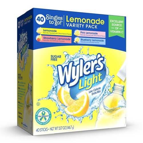 Lemonade Variety Pack, 40 ct Singles to Go Powder Packets, Water Drink Mix, V...