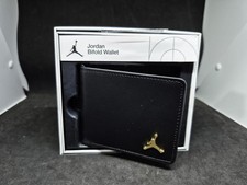 Nike Jordan Bifold Leath Wallet Black Gold  M...
