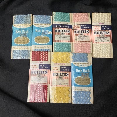 VTG  Wrights/Boiltex Rick Rack Trim Lot-  NEW/ unopened Cotton BABY & Medium 