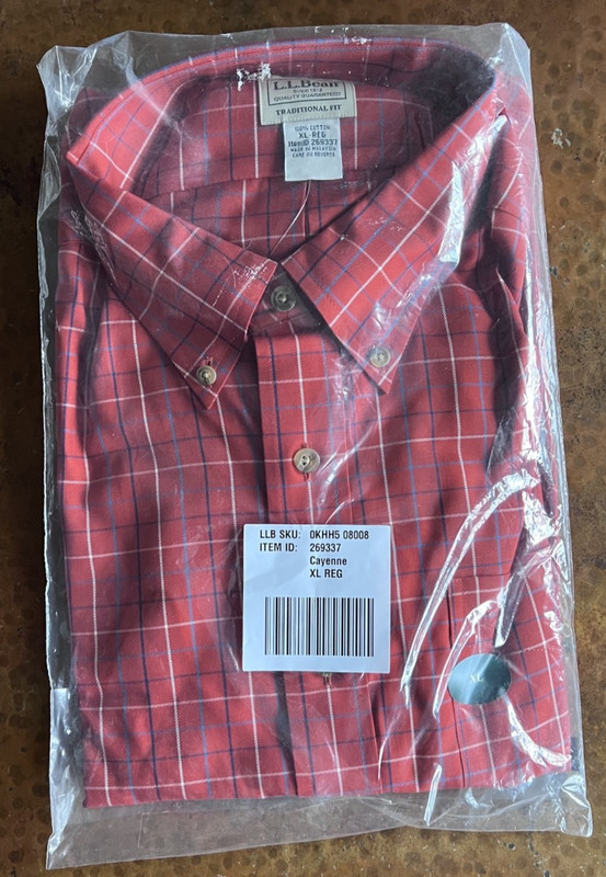 LL Bean Long Sleeve Cayenne Red Sports Shirt XL Button Down New  Wrinkle Free