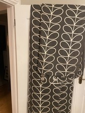 Orla Kiely Linear Stem Lined Eyelet Curtains W229 cm x 229cm Charcoal