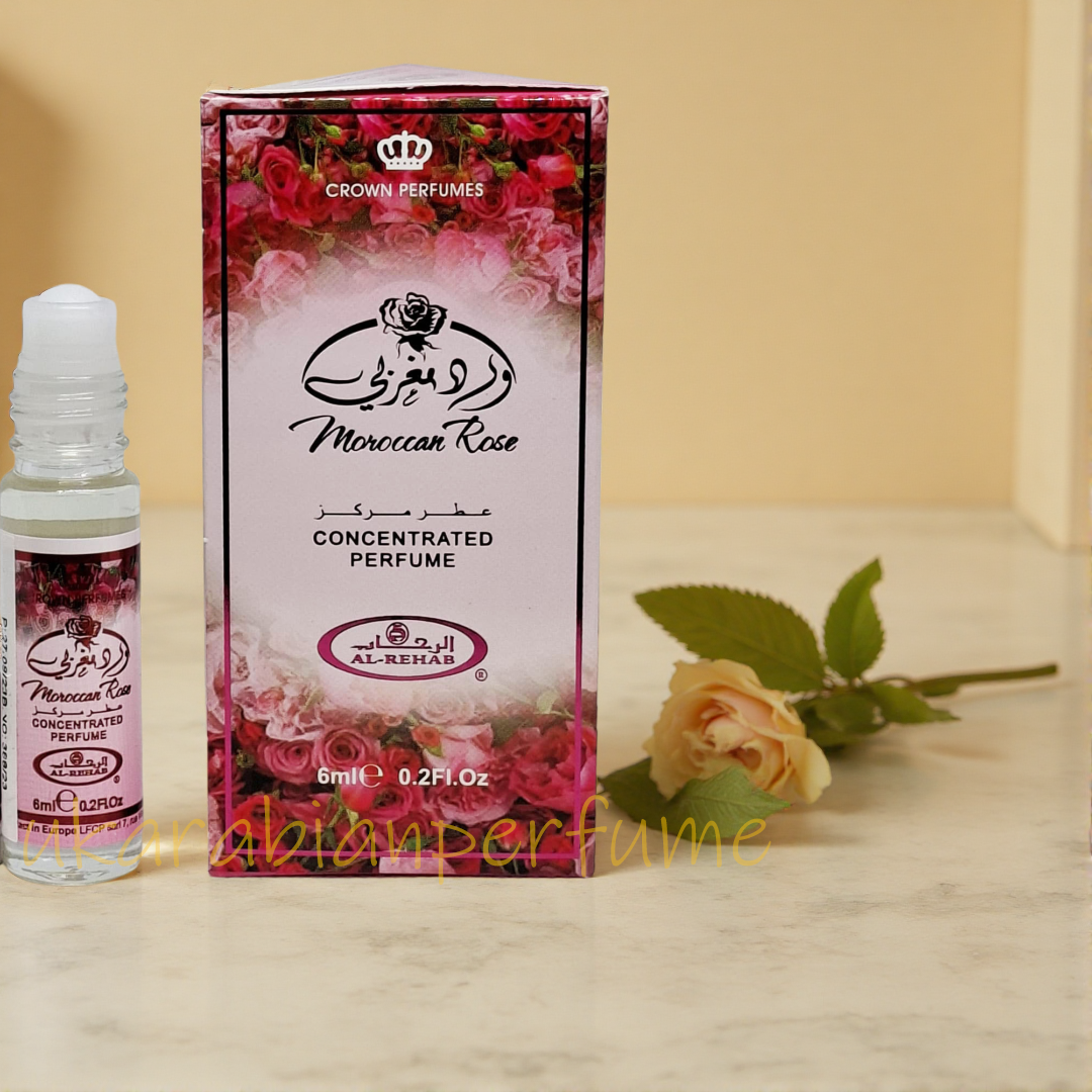 Al Rehab MOROCCAN ROSE 6ml Roll On Perfume Oil  Unisex Arabic HALAL Fragrance
