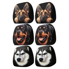 Dog Car Headrest Covers, 2-Pack Husky, German Shepherd Rottweiler