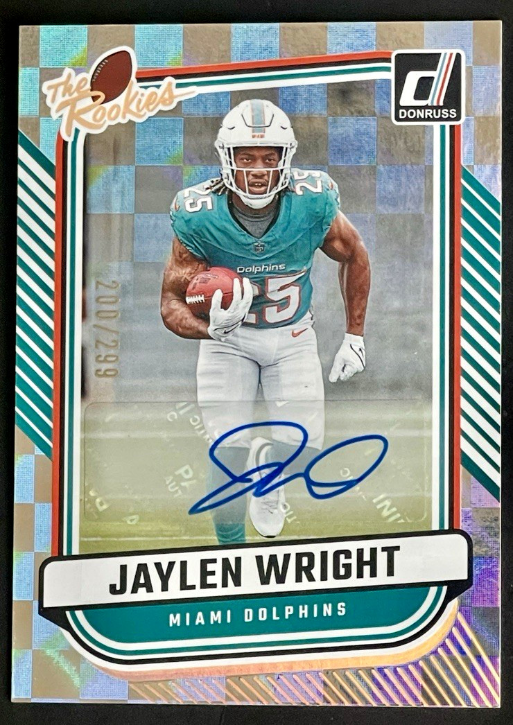 2024 Panini Donruss Jaylen Wright /299 The Rookies AUTO RC #TR-30 Dolphins