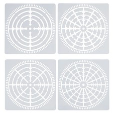 4 8 12 16 Segment Mandala Stencil, 4 Pack 5" Mandala Stencils Template, White