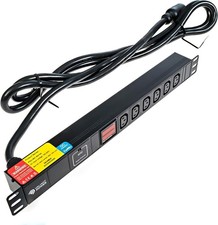 30A 240V Rack Mount PDU Surge Protector Meter 6 Outlet 10ft Cord 19" 1-Phase