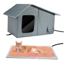 Weatherproof Heated Cat Houses for Outdoor Cats - Insulated Cat S- Fit 1 Cat