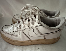 Nike Air Force 1 Unisex Kids Sneakers White/Tan Leather Low Top 4