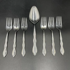 International Luxury INS187 Stainless Flatware Salad Forks Serving Spoon 7 Pcs