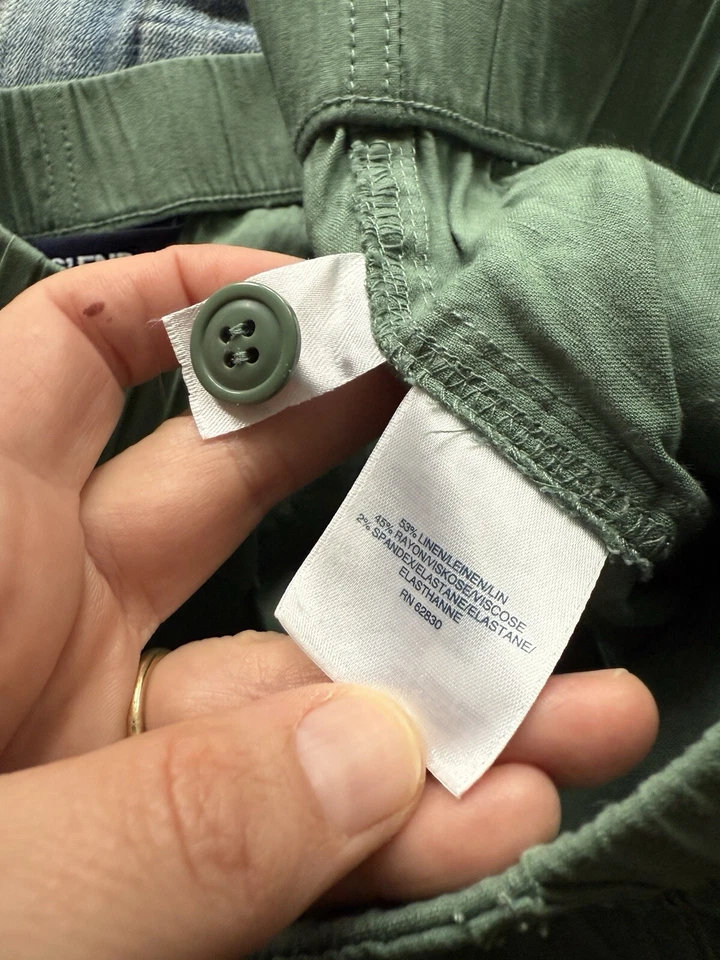 Lands End Shorts 10 Elastic Waist Zip Front Linen Blend Sage Green Pockets - Image 3 of 4