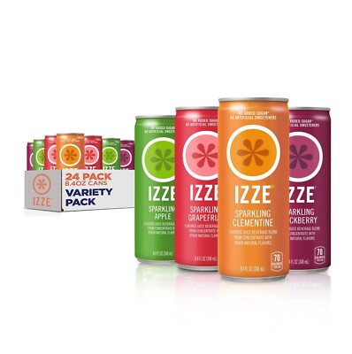 IZZE Sparkling Juice, 4 Flavor, Variety Pack, 8.4 Fl Oz Can (Pack of 24) Blackbe