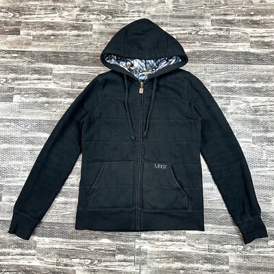 Matix Asher Mens sz M Black Quilted Fleece Hoodie Full Zip Jacket - Main Image