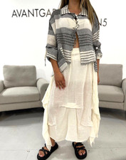 Luukaa Ecru & Grey Flax Linen Asymmetric Jacket Size S/m
