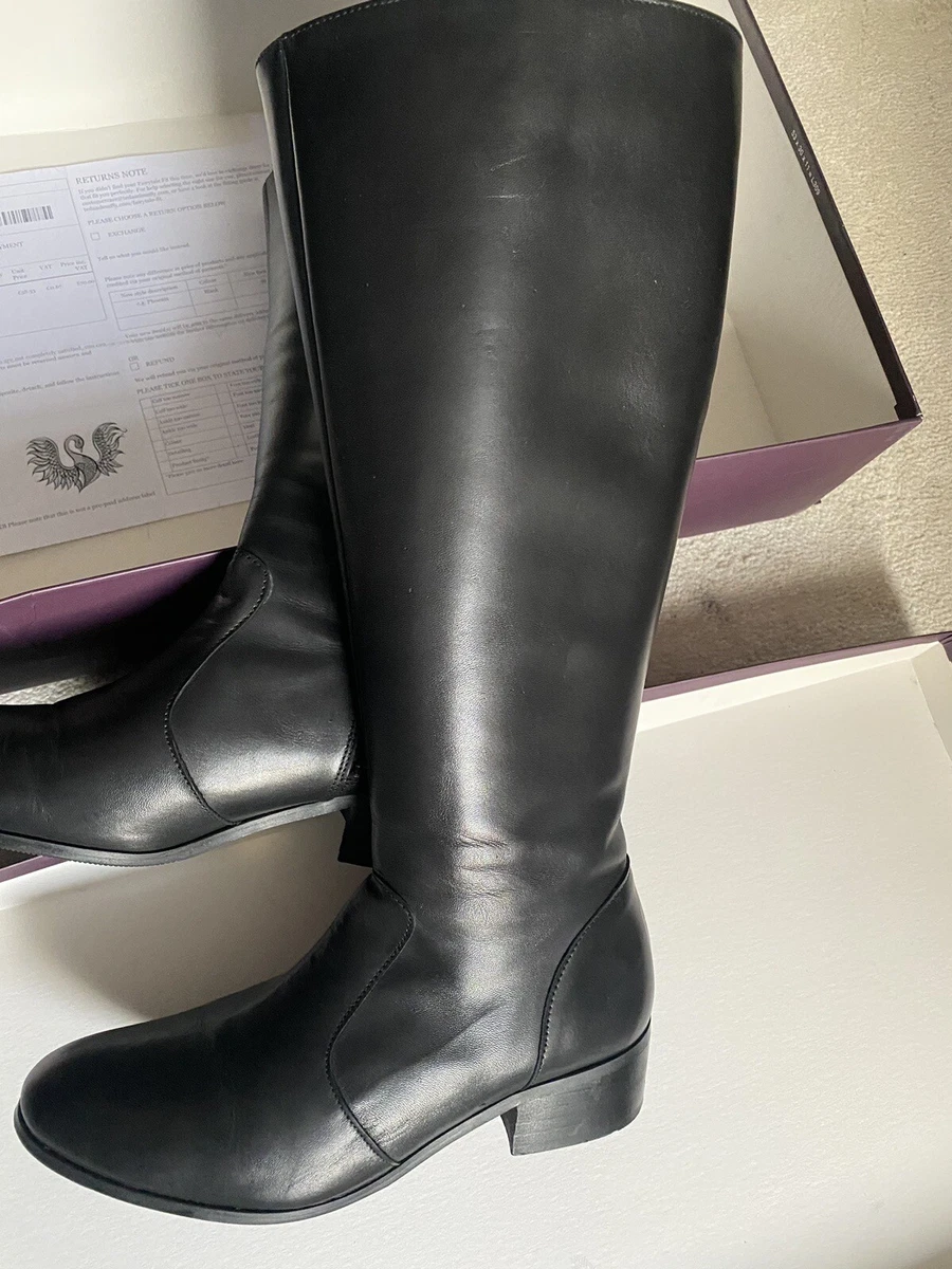 Flat leather top calf boots