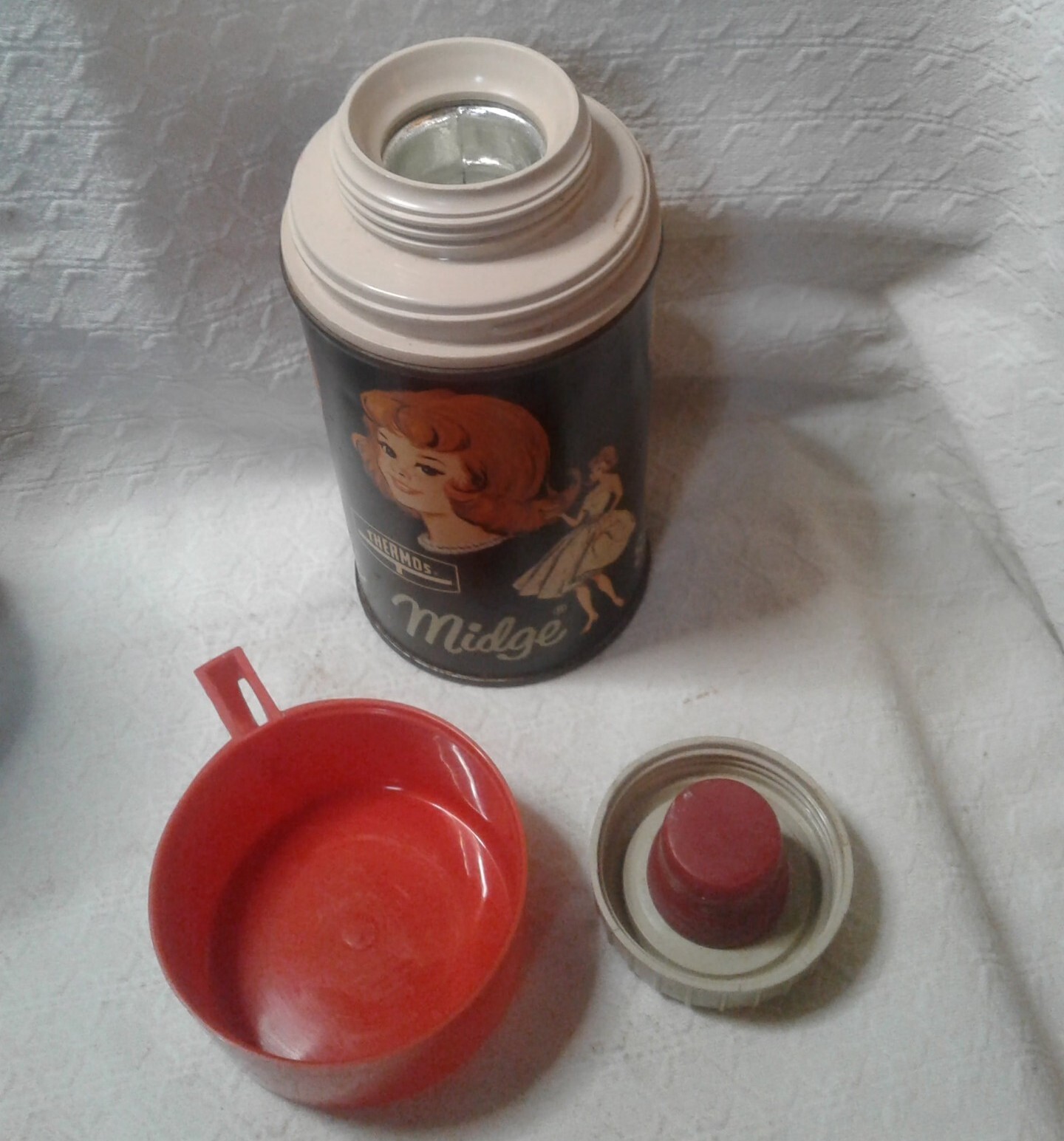 Vintage 1965 Barbie Midge and Skipper Thermos Bottle 2825 Mattel