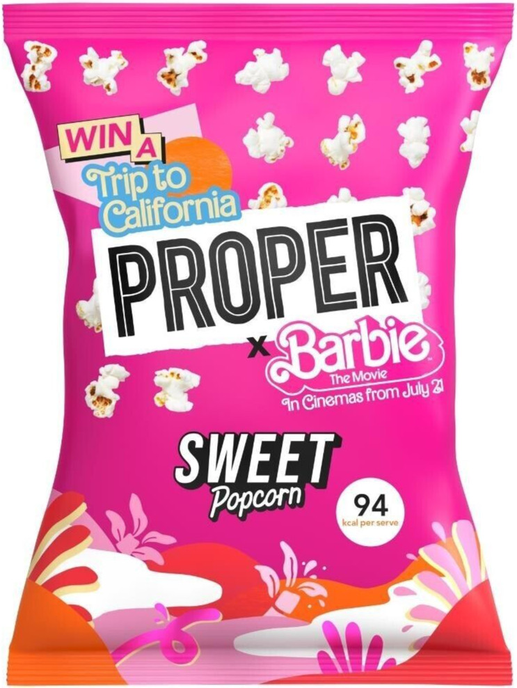 UK BARBIE DOLL THE MOVIE 2023 LTD EDITION EMPTY PROMOTIONAL PINK POPCORN PACKET
