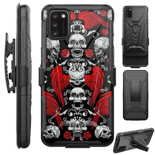 Luxguard For TCL A3X A600DL Phone Case Holster Kickstand Cover SKULL ANGEL