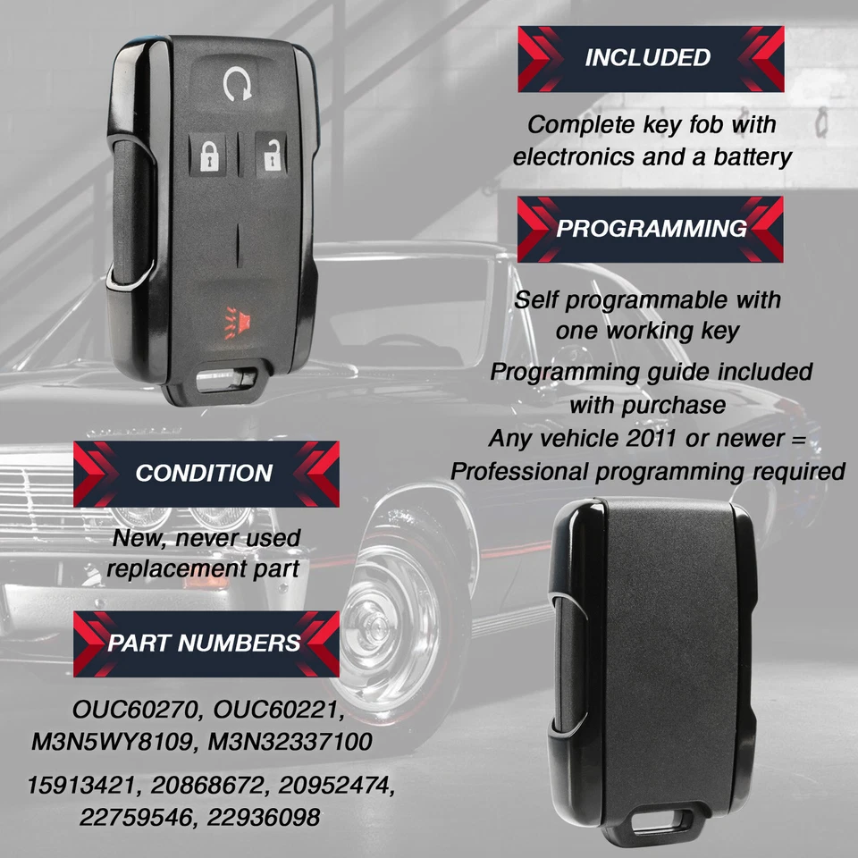 2 Remote Key Fob for 2014 2015 2016 2017 2018 Chevrolet Silverado M3N-32337100 Foto 4 de 4