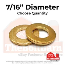 7/16" Solid Brass Flat Washers (Pick Quantity)