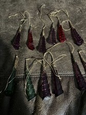 SET OF 12 MULTIPLE COLORED PLASTIC ICICLE CHRISTMAS ORNAMENTS 41/4 LONG WINTER