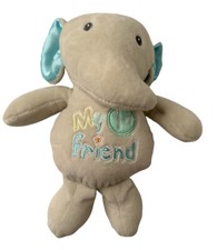 Baby Starters Plush Stuffed Elephant Rattle Toy Gray Teal My First Friend 9