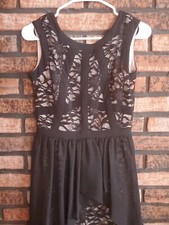 MORGAN & CO Black Lace & Chiffon Hi Low Formal Dress Size 5/6