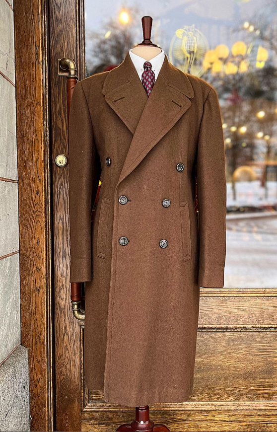 Vintage Men's Long Overcoats Double Breasted 100% Cashmere