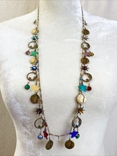 Glass Works Studio Celestial  Moon and Stars Charm Necklace *missing One Charm*