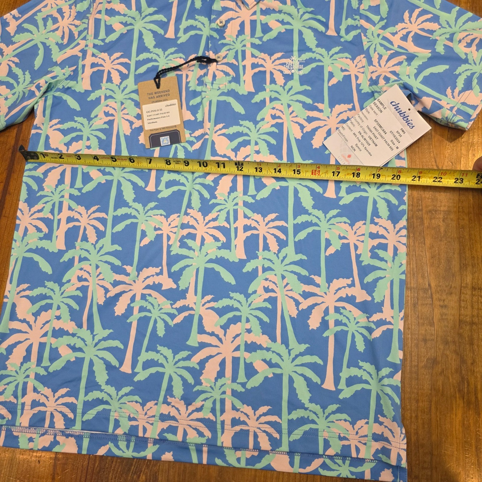 Chubbies Golf "East Coast Palm" Performance Polo 2.0 Tropical All Over Print - M