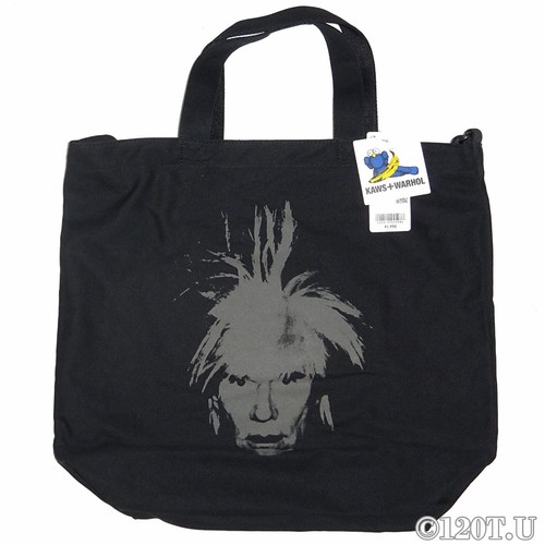 Uniqlo KAWS x Andy Warhol 2 Way Tote Bag Black Size 16.9 x15.4 x5.7" NWT - Picture 9 of 10