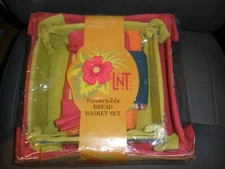 NEW Linens N Things Bread BASKET Coasters Cloth Napkins REVERSIBLE (O66)