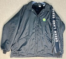 K Products Jacket Men’s Size XL Green Land Seeds Black Lined Vintage Made in USA