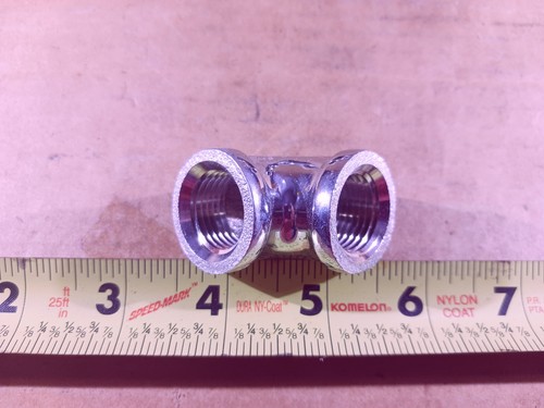FIVE PACK Merit 90 deg Elbow Pipe Fitting, 1/2" x 1/2" FPT, Chrome Plated Brass - Picture 2 of 3