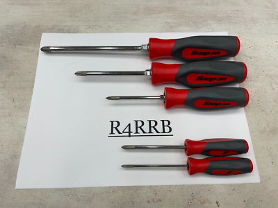 Snap-on Tools NEW 5pc RED Hard Grip ALL PHILLIPS TIP Screwdriver