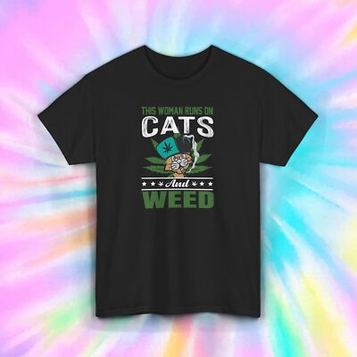 Cats and Weed Shirt Funny Cat Lady Stoner Gift Humor Tee S-5XL