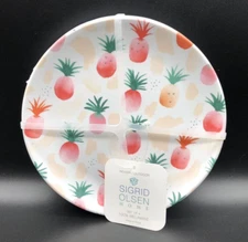 SIGRID OLSEN MELAMINE Tropical Island Pineapple Small Plate 7.75" NEW (Set of 4)
