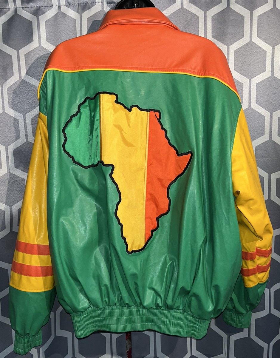 Steve & Barry's Vintage Africa Zip Up Letterman Jacket Men's XL